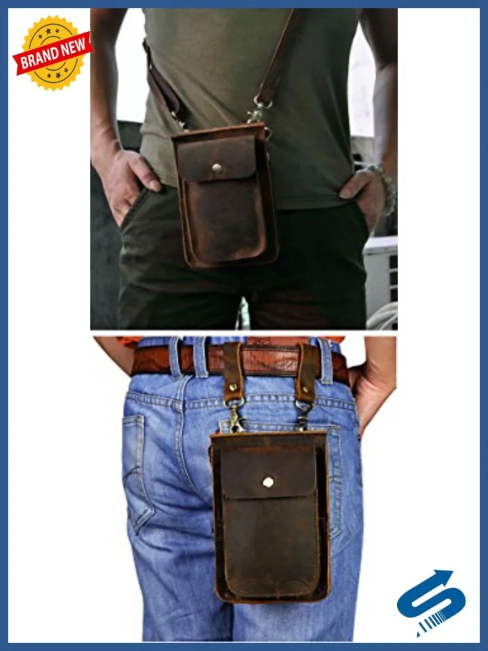 Genuine Leather Messenger Shoulder Satchel Waist Bag